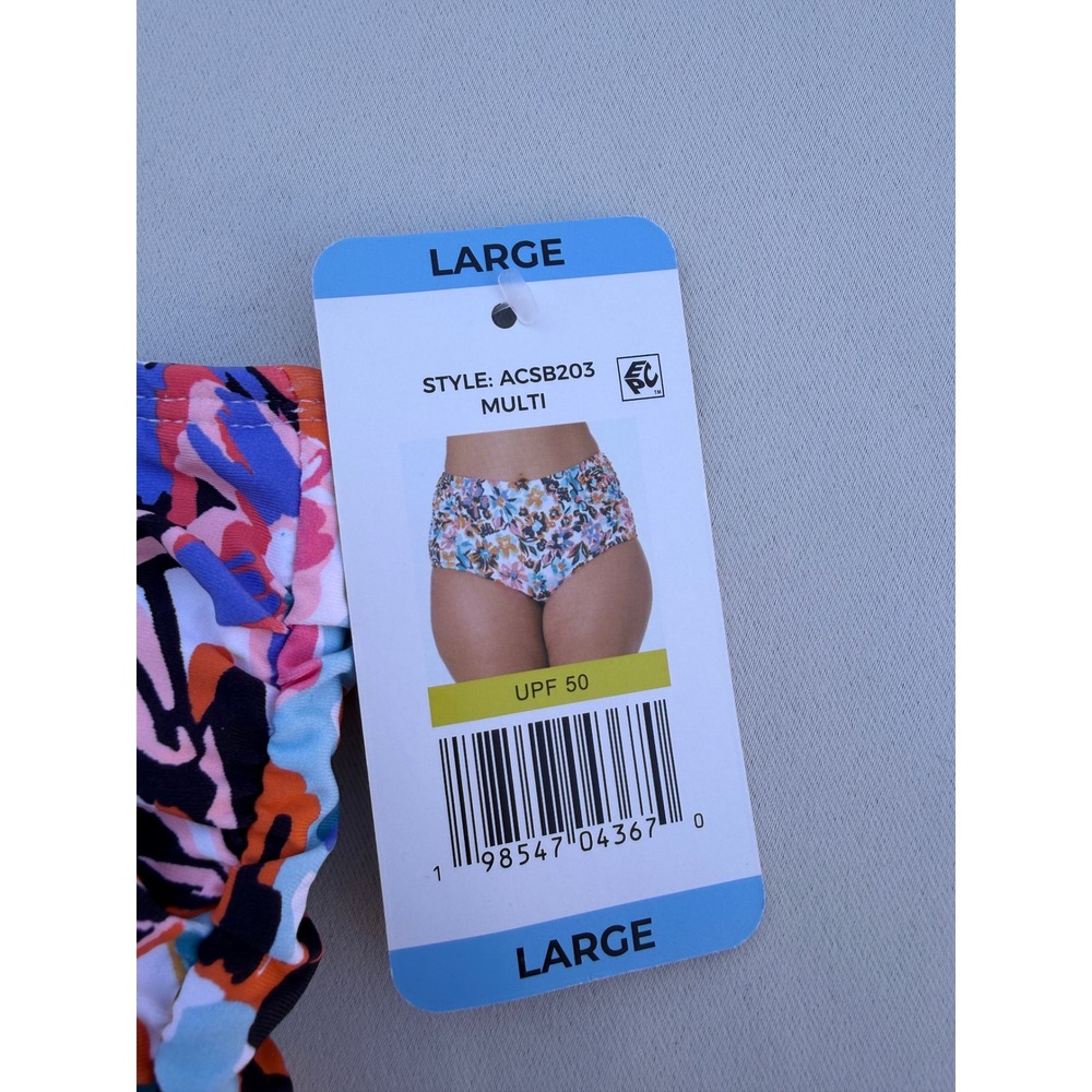 Anne Cole Floral High Waisted Ruched Bikini Bottoms UPF 50 NWT Large - Picture 3 of 8